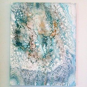 "Sea foam splash" acrylic pour painting on canvas